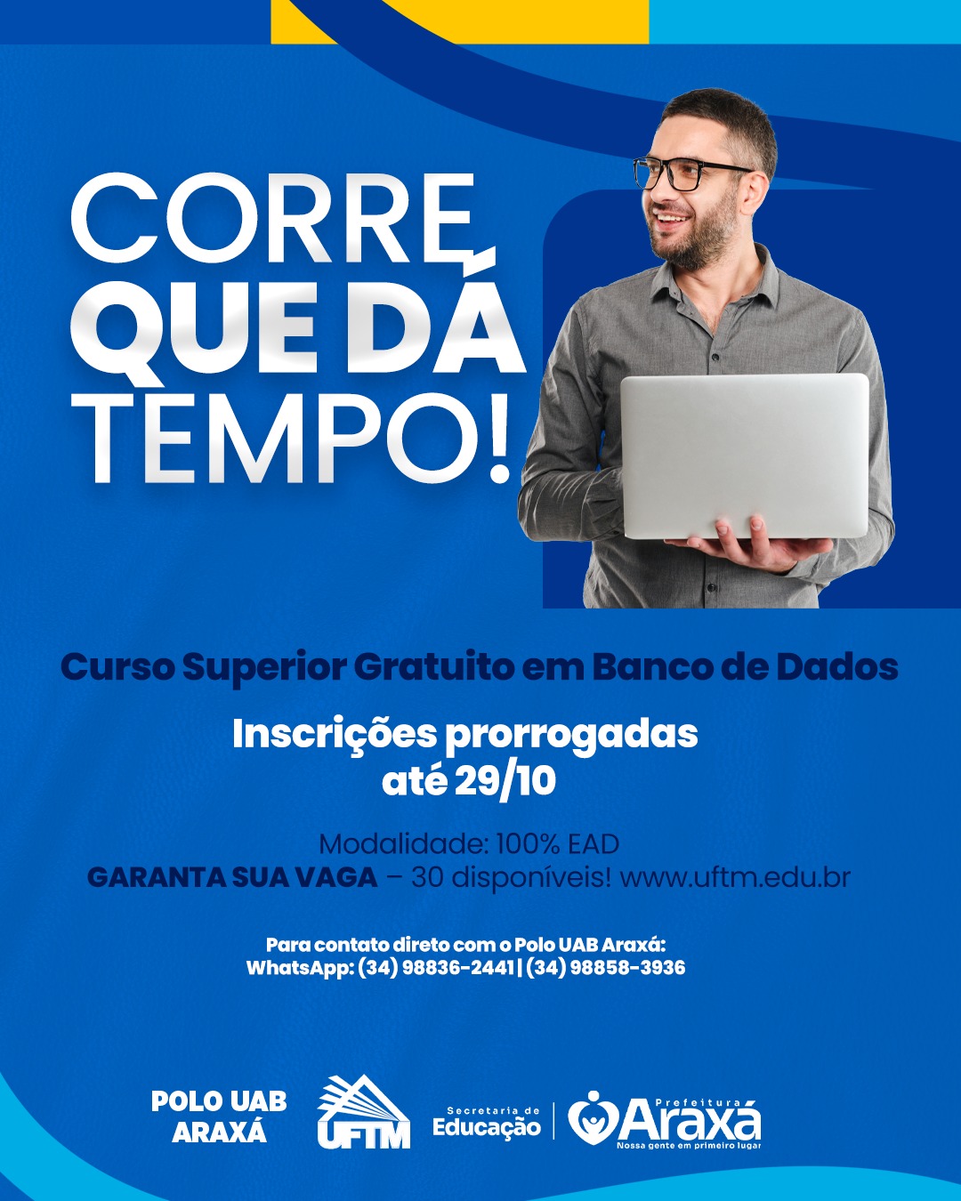 Corre que dá tempo! Inscrições para curso superior gratuito em Banco de Dados foram prorrogadas até dia 29 outubro