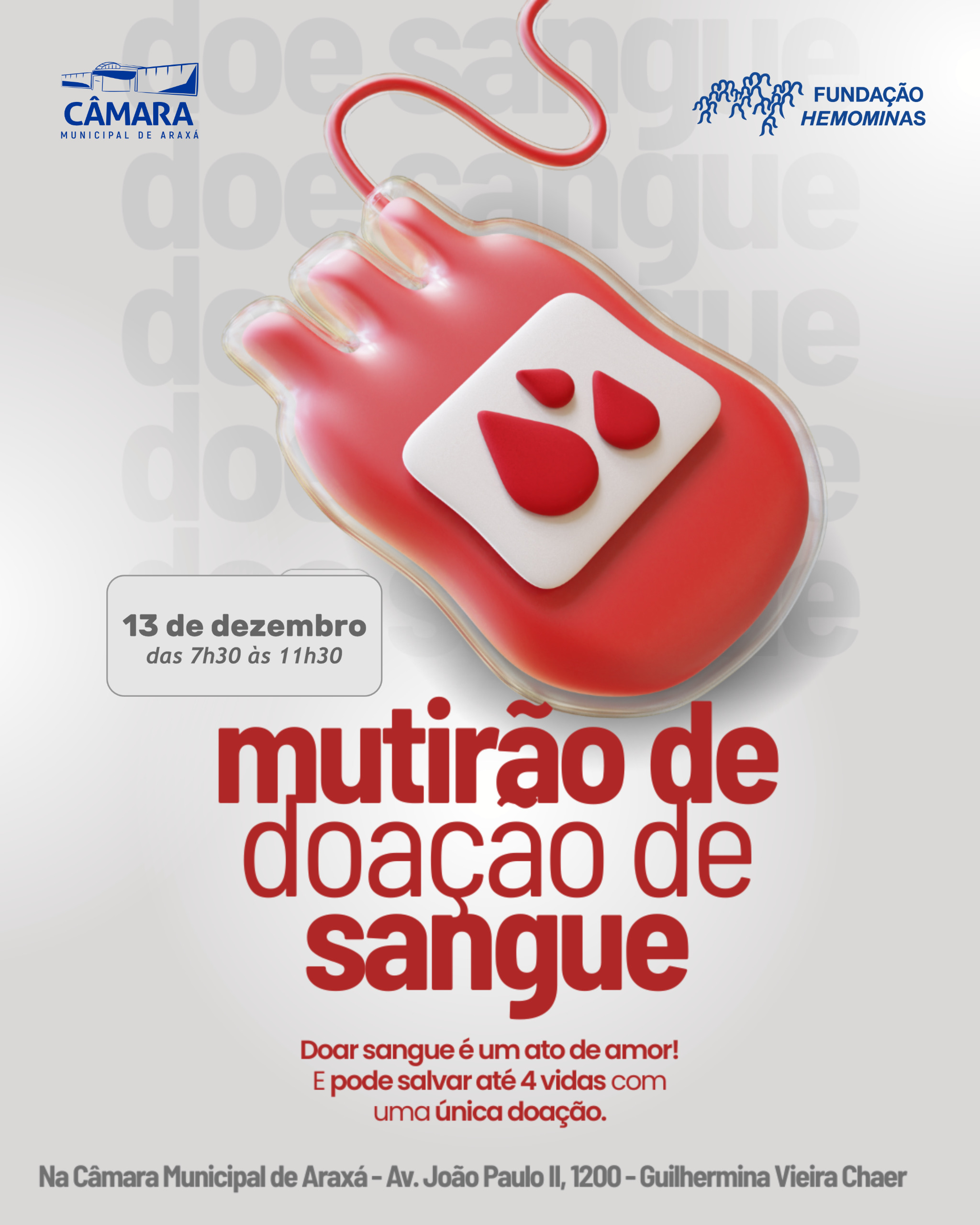 Câmara Municipal realiza ação de doação de sangue em parceria com a Hemominas