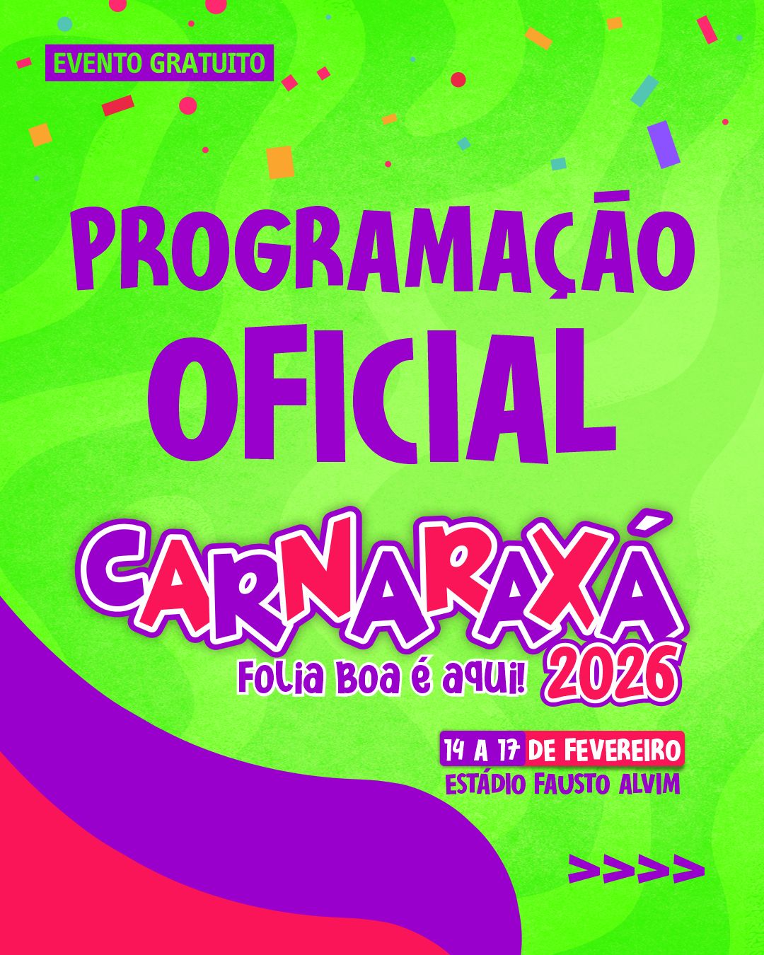 CarnAraxá 2026 terá quatro dias de programação para todas as idades