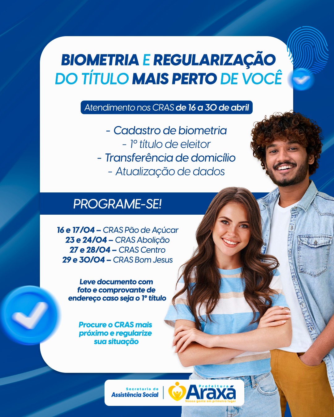 Prefeitura e Justiça Eleitoral levam atendimento para cadastro biométrico aos CRAS de Araxá