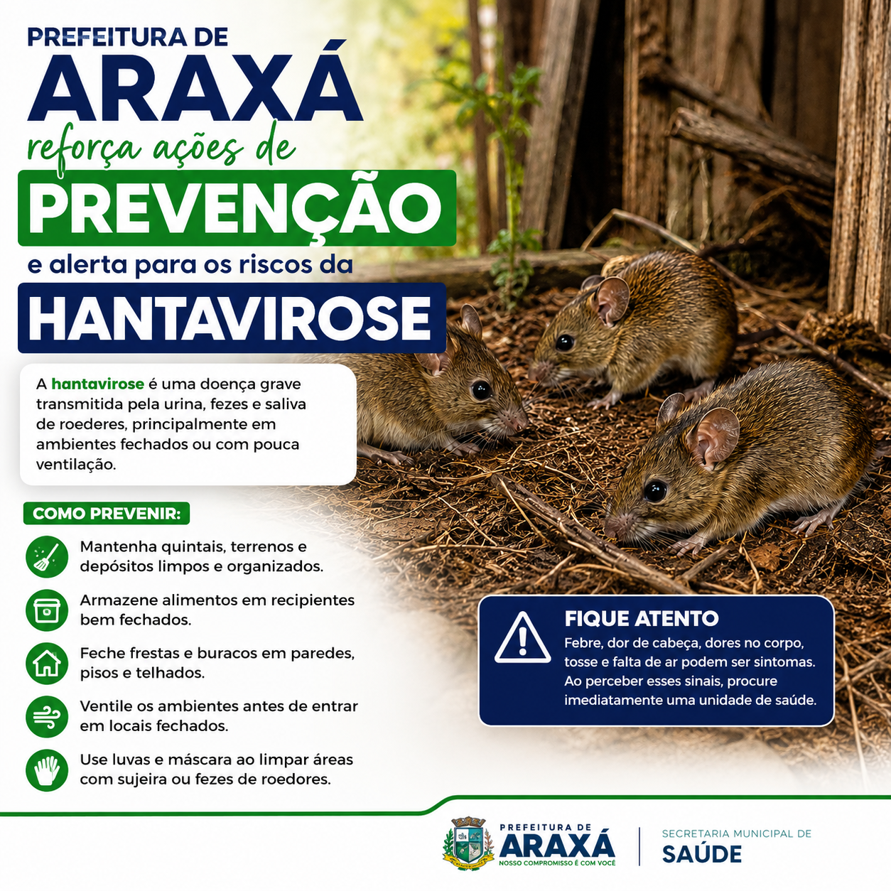 Prefeitura de Araxá  reforça ações de prevenção e alerta para os riscos da hantavirose
