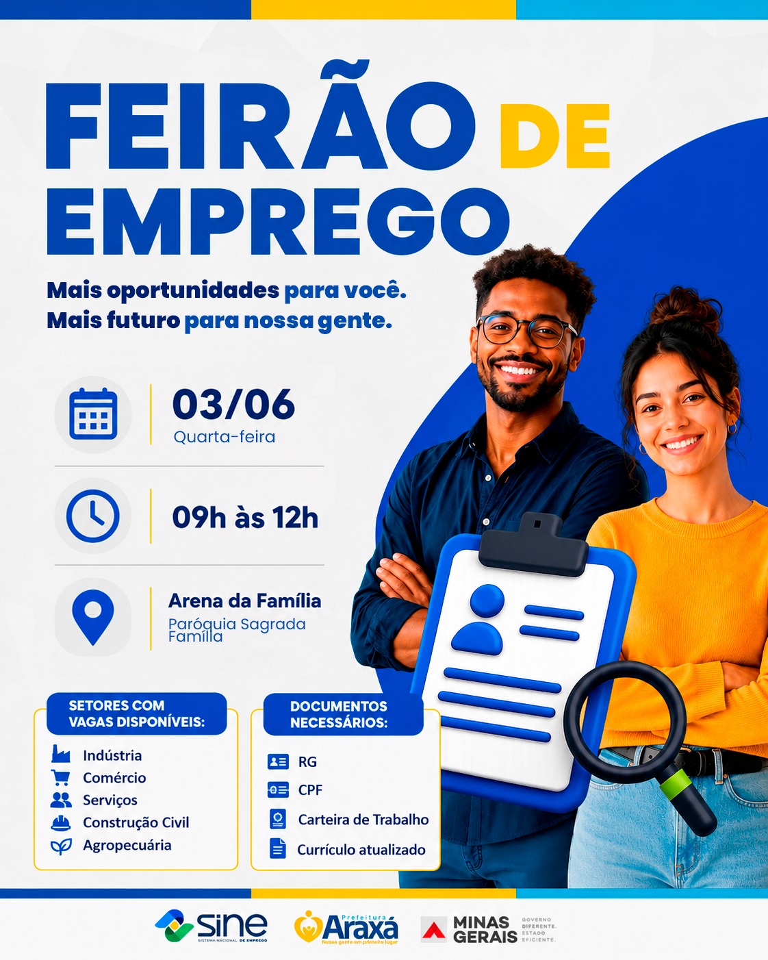 Feirão do Emprego oferece cerca de 600 vagas nesta quarta-feira (03) em Araxá