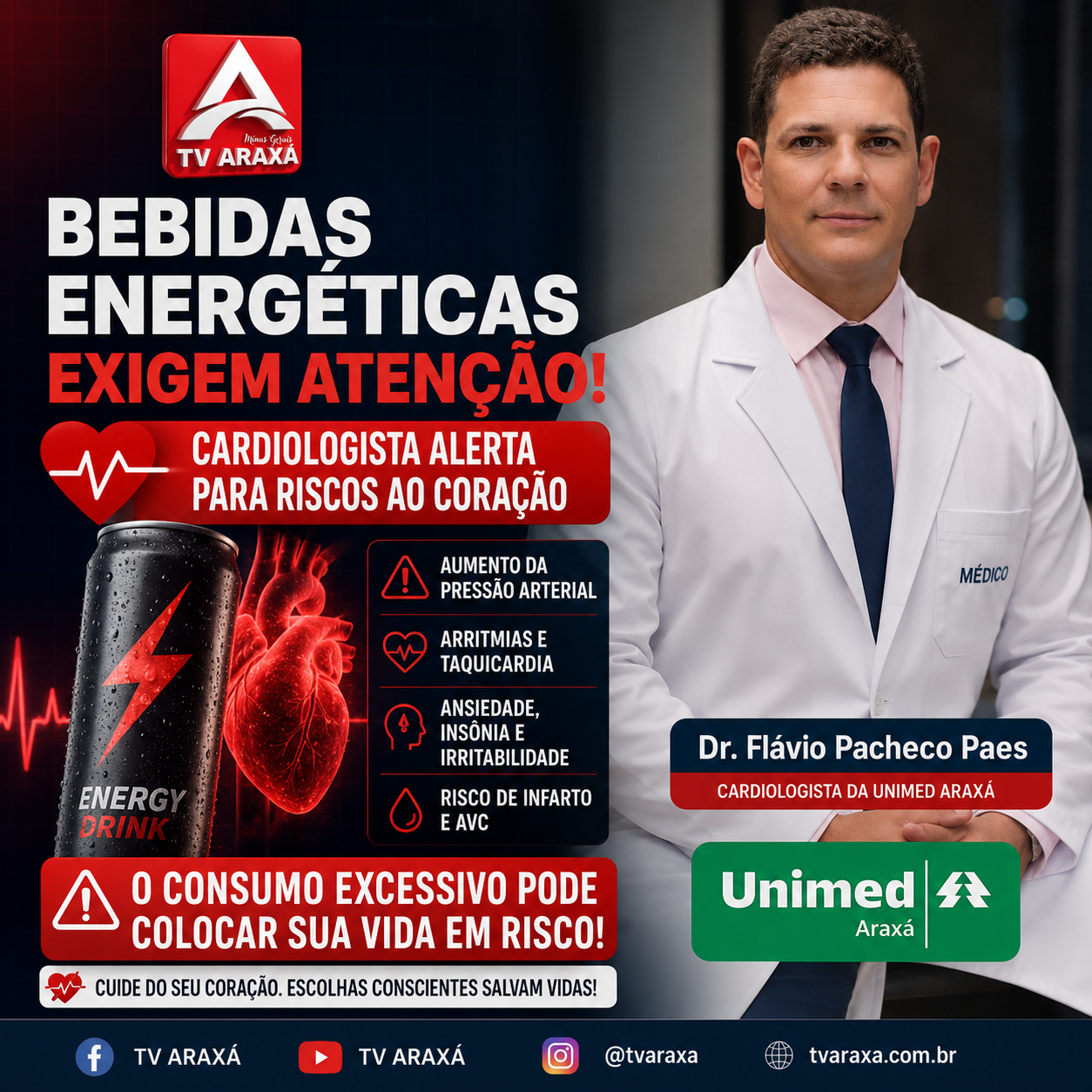 Bebidas energéticas exigem atenção: cardiologista alerta para riscos ao coração