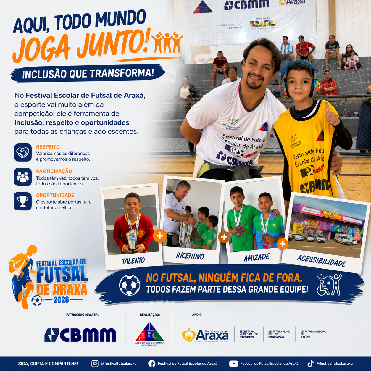 Festival Escolar de Futsal de Araxá transforma o esporte em inclusão e premia 14 escolas e mais de 500 crianças e adolescentes de Araxá