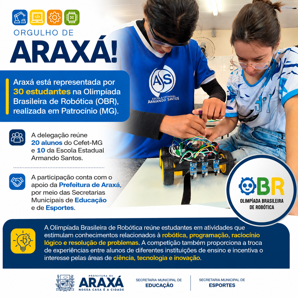 Araxá é representada por 30 estudantes na Olimpíada Brasileira de Robótica
