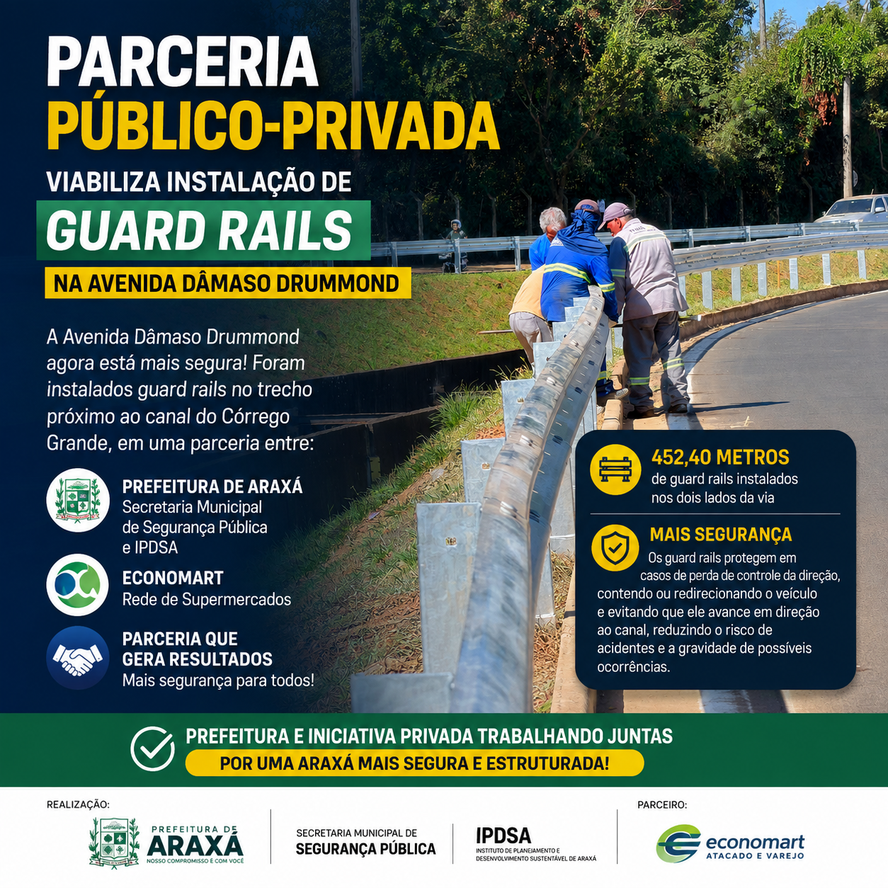 Parceria público-privada reforça a segurança viária na Avenida Dâmaso Drummond
