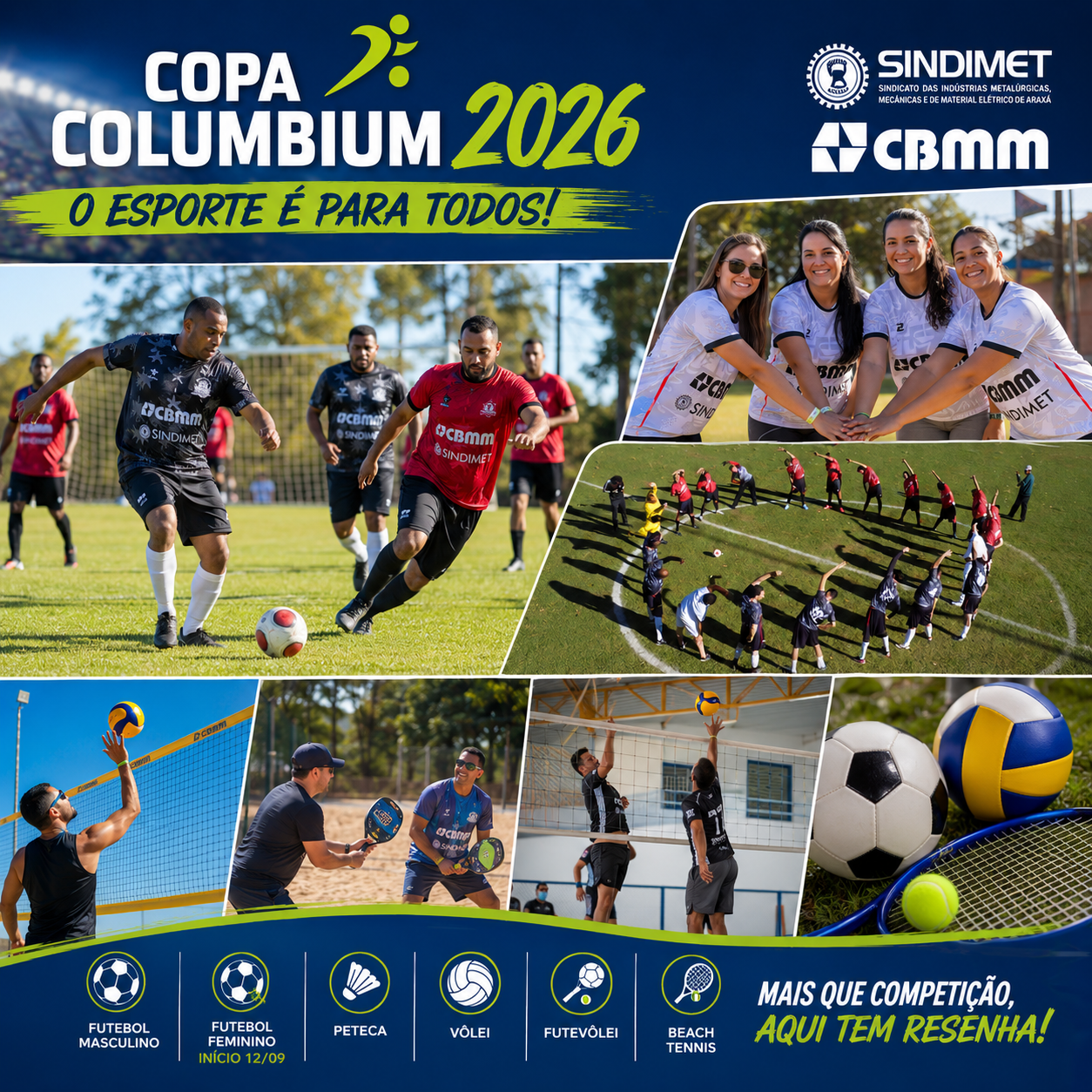 Copa Columbium 2026 CBMM e SINDIMET: O Esporte é para Todos!