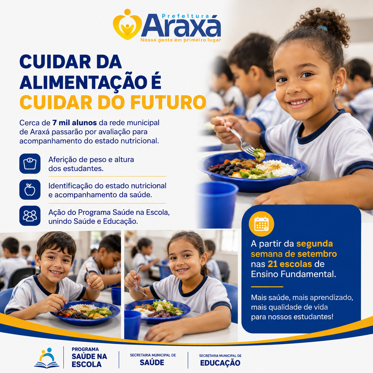 Cerca de 7 mil alunos da rede municipal de Araxá passarão por avaliação nutricional
