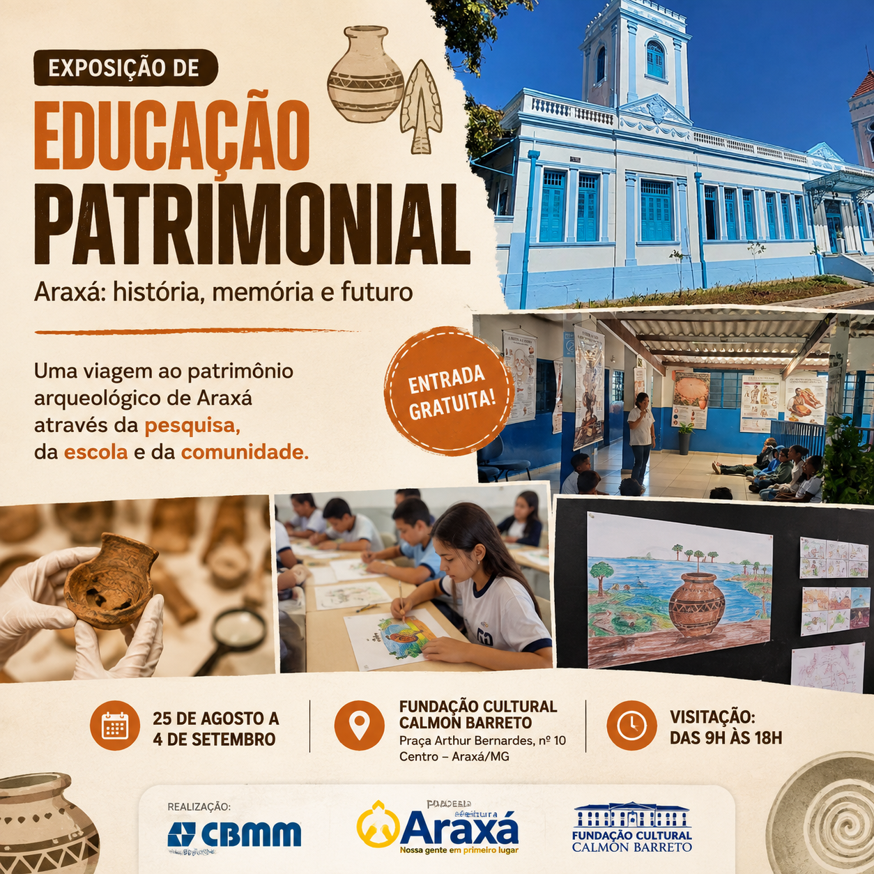 Exposição destaca patrimônio arqueológico de Araxá e produções de estudantes