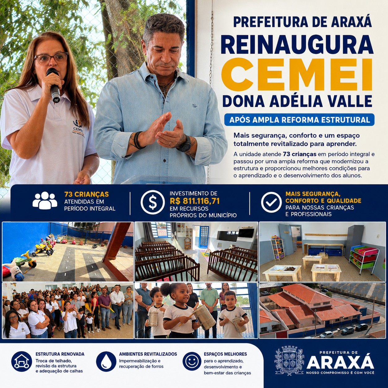 Prefeitura de Araxá reinaugura Cemei Dona Adélia Valle após ampla reforma estrutural
