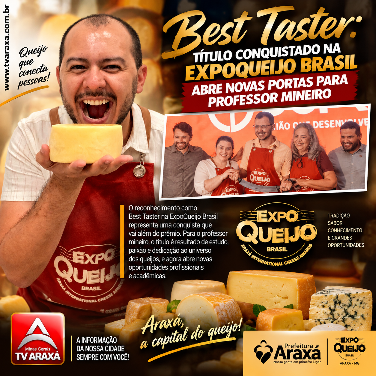 Best Taster: título conquistado na ExpoQueijo Brasil abre novas portas para professor mineiro