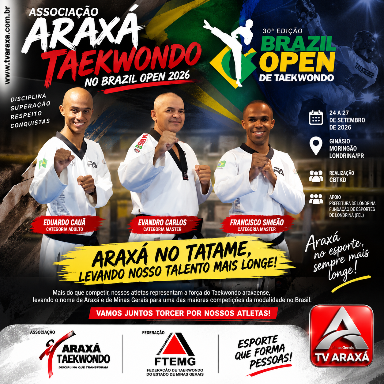 Associação Araxá Taekwondo leva o nome de Araxá ao Brazil Open 2026