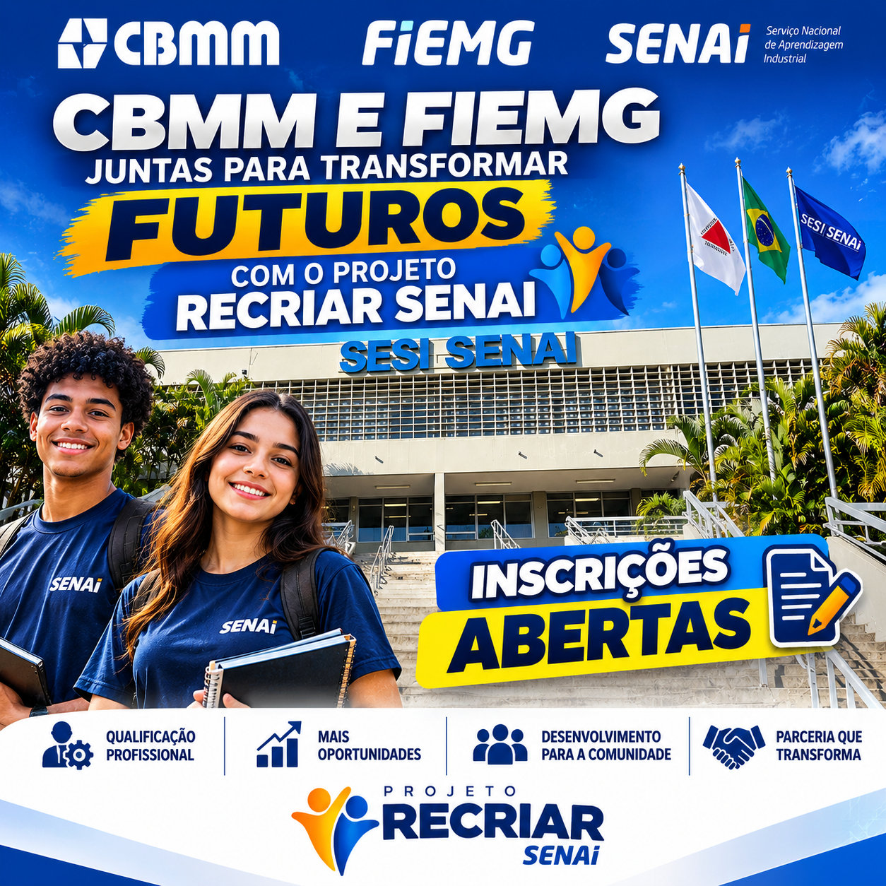 CBMM E FIEMG JUNTAS PARA TRANSFORMAR FUTUROS COM O PROJETO RECRIAR SENAI