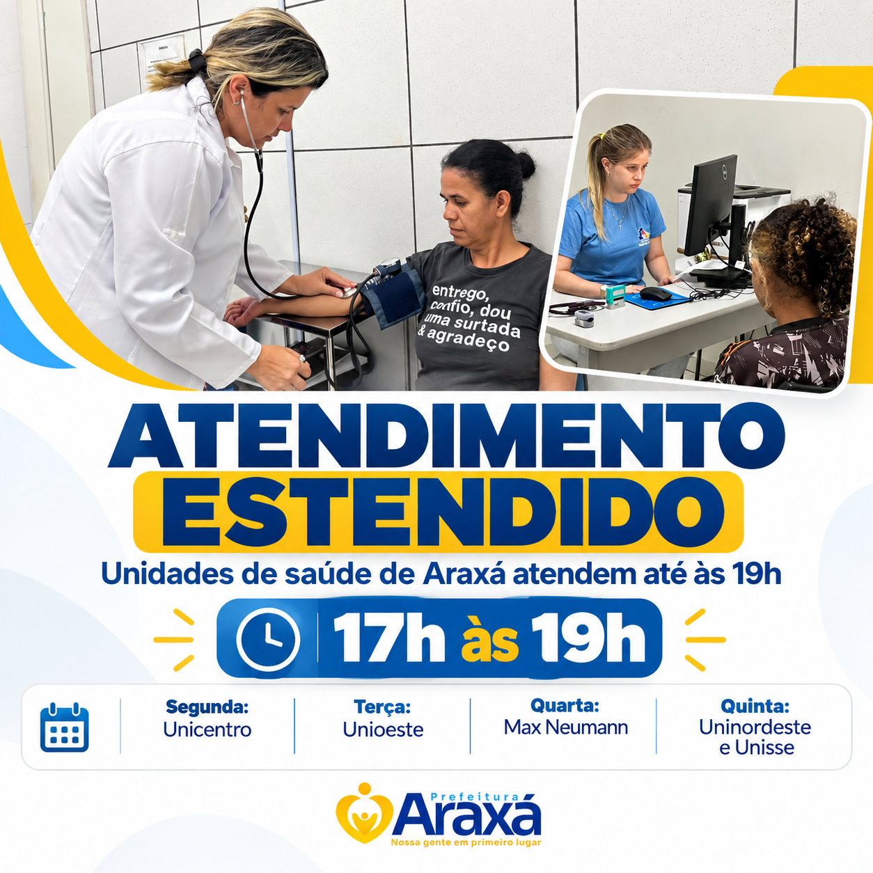 Unidades de saúde de Araxá ampliam atendimento até às 19h para facilitar acesso de trabalhadores