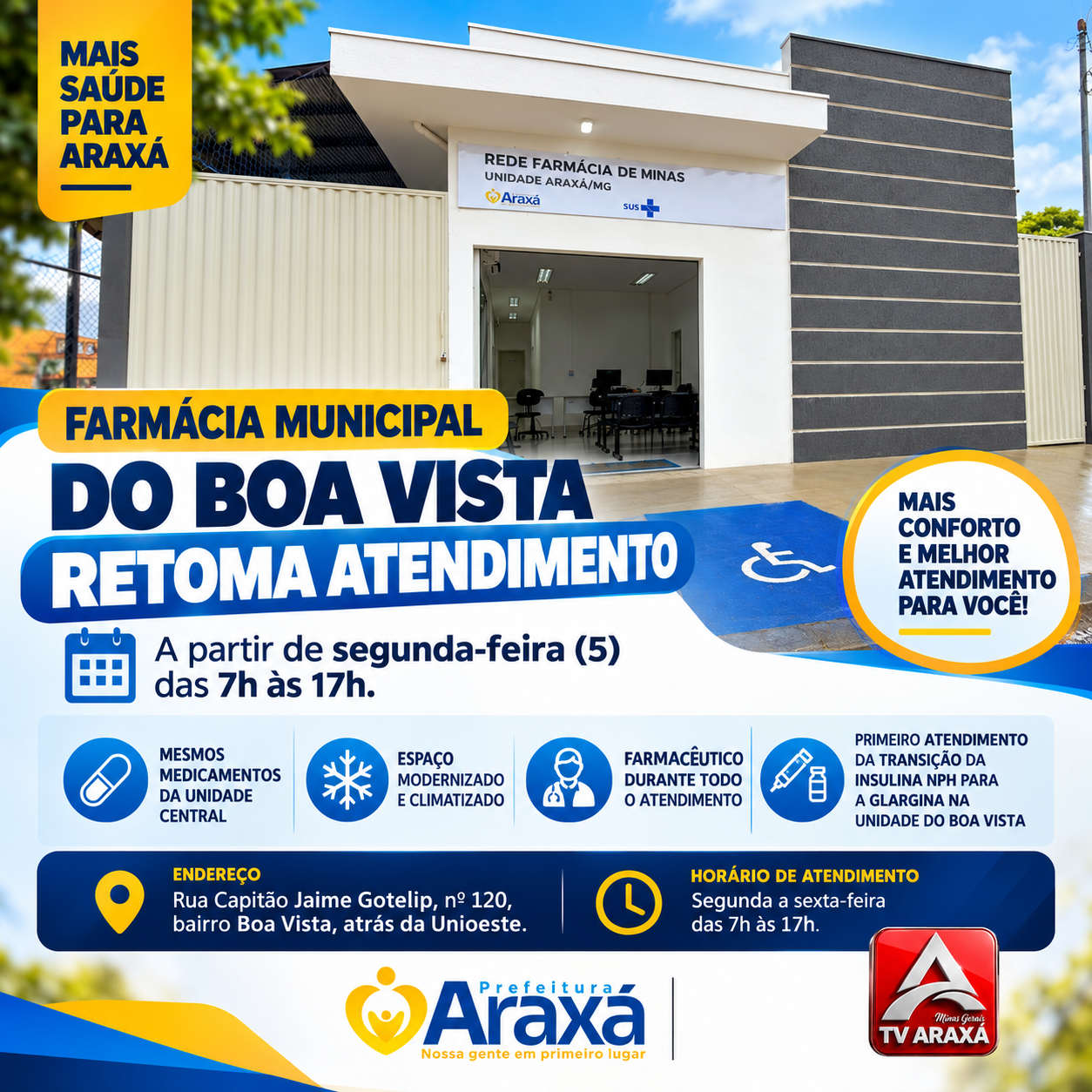 Farmácia Municipal do Boa Vista reabre na segunda-feira (5) após reforma e melhorias