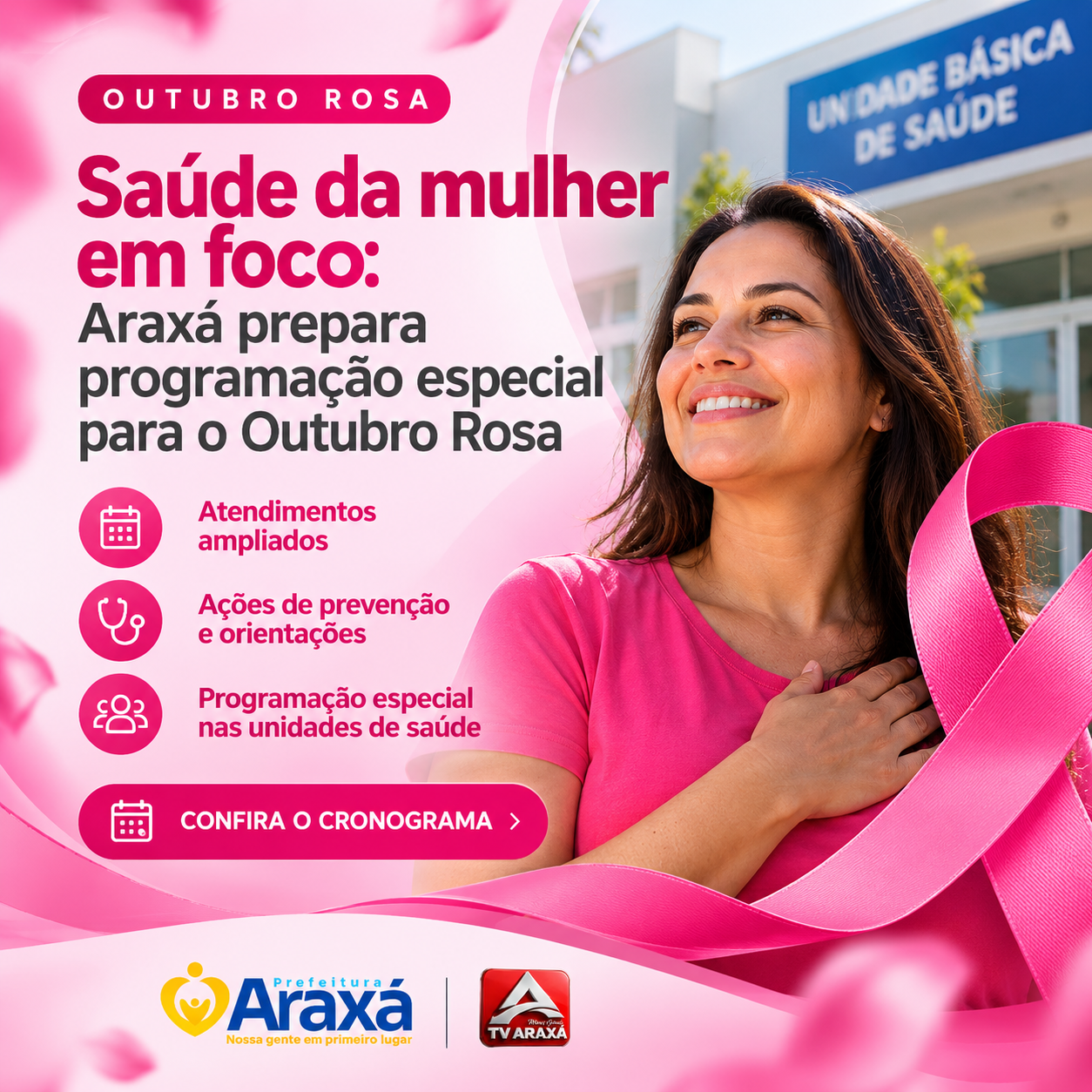 Saúde da mulher em foco: Araxá prepara programação especial para o Outubro Rosa